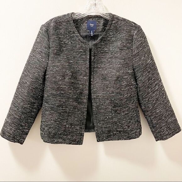 GAP Black Short Tweed Jacket- Size 6 - Picture 1 of 7